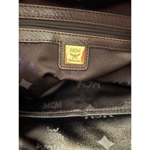 MCM Black Pebbled Leather Medium Top Handle Crossbody Bag w Front Flap - Picture 8 of 10